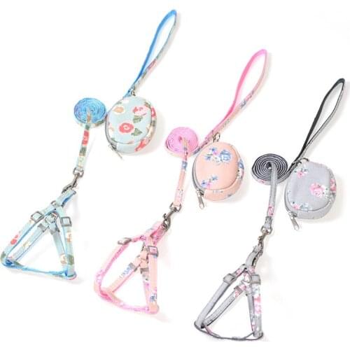 Dog Harness and Leash Chest Strap with Snack Bag for Small Medium Dogs Cat Vest Puppy Pug Chihuahua Bulldog