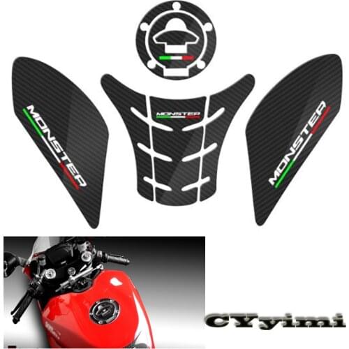 For DUCATI MONSTER 821 1200 797 Motorcycle Carbon Fiber Oil Tank Pad Sticker Decals Pad Side Gas Knee Grip Protector
