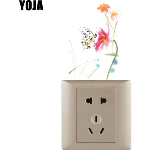 YOJA Flowers And Butterfly Sticker Switch Decor Living Room Bedroom Wall Switch Personalized Colored 8SS0426