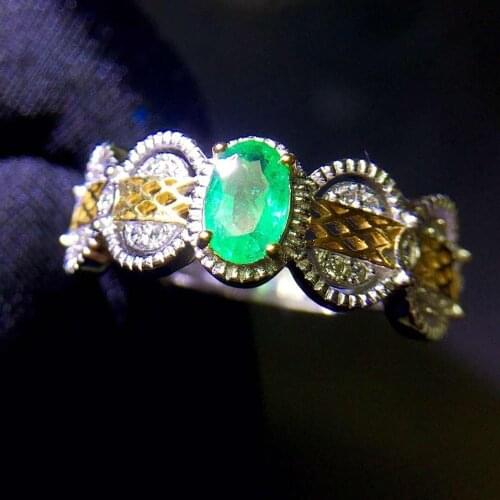 Natural real emerald ring Free shipping 925 sterling silver gemstone Fine handwork jewelry