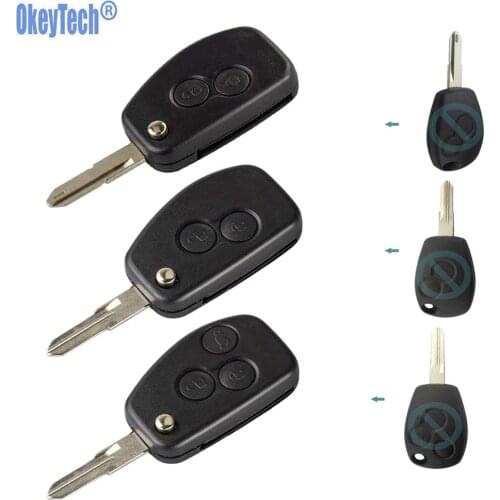 OkeyTech 2/3 Button Modified Flip Remote Key Shell Case With VC102 206 Blade Fob For Renault Megan Modus Clio Modus Kangoo Logan