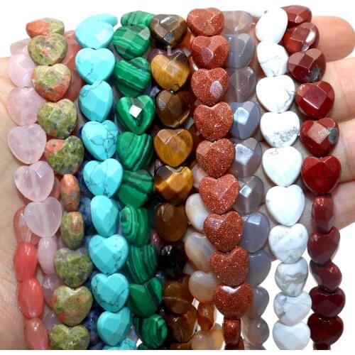 Wholesale 10 MM Faceted Heart Shape Natural Stone Crystal Beads Spacer Beads Beads For Jewelry Making DIY Bracelet Necklace