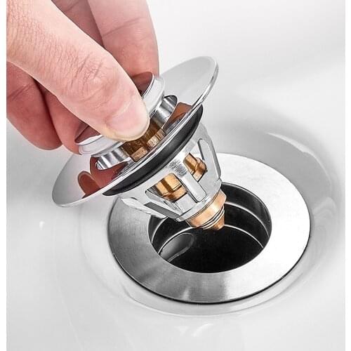 Bounce Core Pop-up Drain Filter Bathroom Accessories Stainless Steel Bounce Core Push-type Hair Stopper Basin Strainer Plug