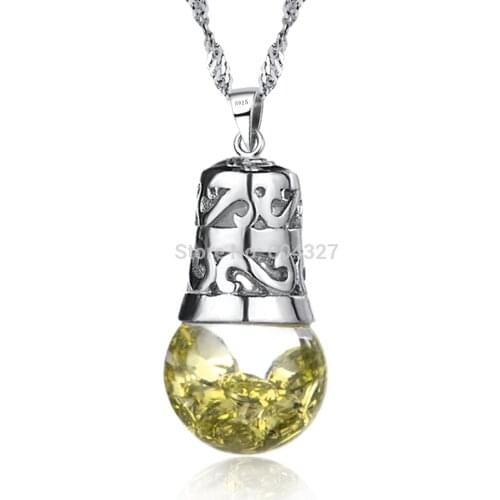 925 Sterling Silver Necklace August Birthstone Necklace Yellow CZ Pendant S925 Jewelry Colorful Bulb GNX0442