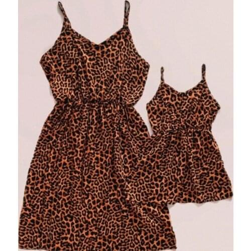 Family Look Tank Leopard Mother Daughter Matching Dresses Outfits Promotion Mommy and Me Clothes Sleeveless Mom Mum & Baby Dress