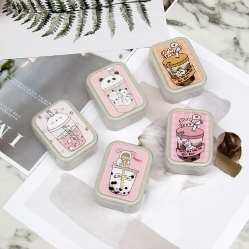 Mini Portable Contact Lens Case Box With Mirror Ins Transparent beauty lens case contact lens travel storage box