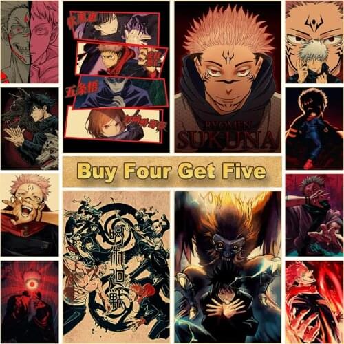 Anime Jujutsu Kaisen Posters Kraft Paper Vintage Poster Sticker Wall Art Painting Study Home Living Room Bar Decoration Picture
