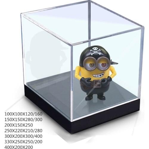 Clear Acrylic Plastic Display Case Box With Colorful Light Dustproof Action Figure Showcase Perspex Protection UV