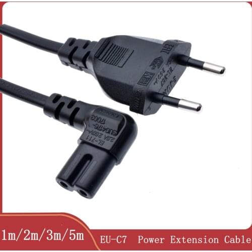 LBSC EU Power Cable For TV Printers Cameras PS4 PS3 EU 2-prong to Figure 8 C7 Right Angled EU Euro AC Power 1-5M