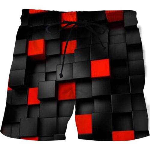Summer new 3D mens shorts Geometric pattern swim shorts Bermuda surf shorts Harajuku funny shorts Quick-drying sports shorts men