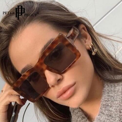 Oversize Square Sunglasses Women Wide Leg Frame Glasses Leopard Vintage Sun Glasses For Unisex Brand Designer Shades Female