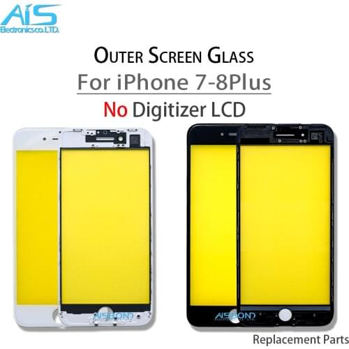 2Pcs/Lot Cold Press Front Outer Screen Glass Lens For iPhone 7 7G 8 8G Plus 7P 8P 7Plus 8Plus Glass Frame With Bezel