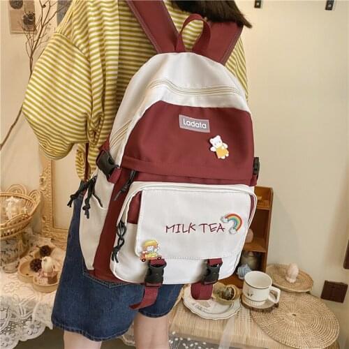 Student female backpack 2021 new hit color campus school bag girl fashion college trend backpack