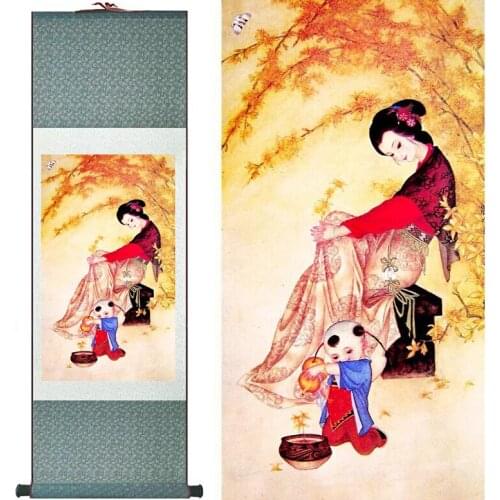 Mother and kid painting Home Office Decoration mom and son art painting Chinese traditional art painting