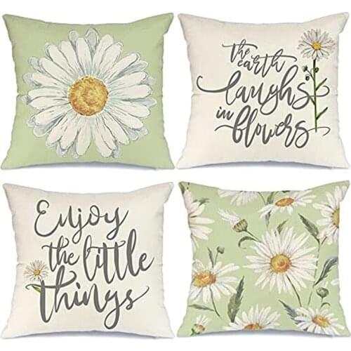 Spring Pillow Covers 18X18 Inch Set of 4 Throw Pillow Covers Summer Farmhouse Decor Pillows Case for Sofa Couch Bed