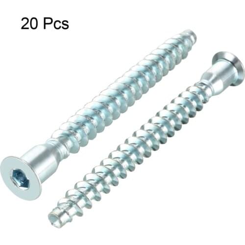 Uxcell 20Pcs 7x69mm Furniture Confirmat Screws Hex Socket Cap Zinc Plated For Cabinets Or Other Types Of Box Construction Screw