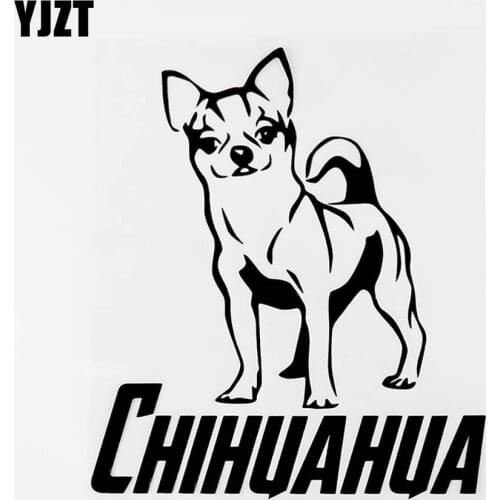 YJZT 13.5CM×15.4CM Interesting Animal Chihuahua Vinyl Car Sticker Decal Black/Silver 8C-0338