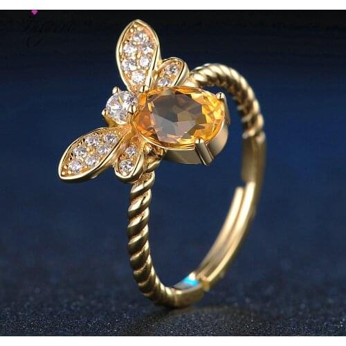 Finger Rings For Women Geniune 925 Sterling Silver Bee Ring Orange Animal Silver Women Jewelry Christmas Party Anniversary Gift