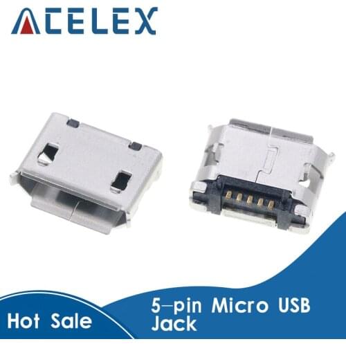 10pcs Micro USB 5P,5-pin Micro USB Jack,5Pins Micro USB Connector Tail Charging socket SMD