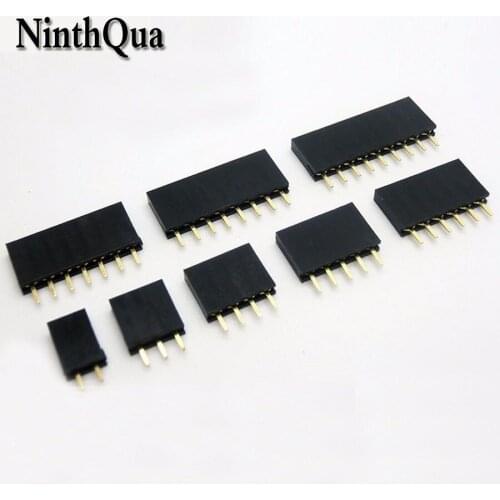 2.54mm Single Row Female Straight Pin Header Strip Connector 2 3 4 5 6 7 8 9 10 12 16 20 40 Pin