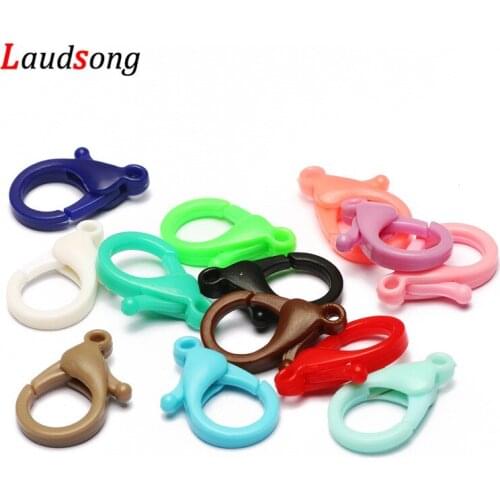 20pcs Colorful Plastic Lobster Clasps Key Chain Key Ring Buckle Snap Hook For DIY Jewelry Making Findings Keychain Accessories