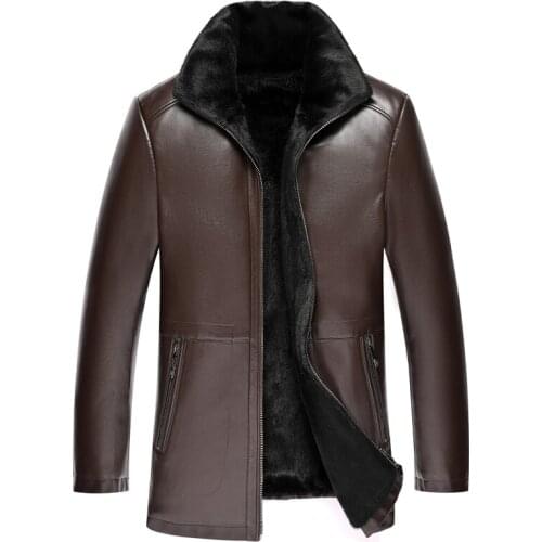 2020 Winter Leather Jacket Men Fur Collar Coat Male Leather Motorcycle Jacket Warm Winter Mens Leather Fur Coat jaqueta, M-4X