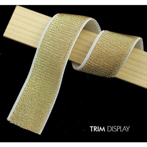 25mm Gold Elastic Stretch Single Face Ribbon Tape Trim Applique Sewing Supplies Material Webbing for Cloth Strap Belt 40yd/T996