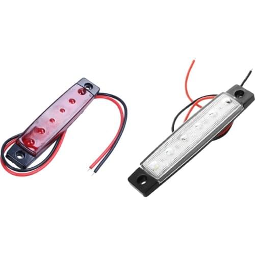 2x 24V 6 SMD LED Car Light Truck Trailer Side Marker Lamp Red Light & White Light