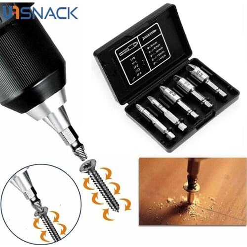 5pcs HSS Damaged Screw Extractor Drill Bit SetS Stripped Broken Screw Bolt Remover Extractor Easily Take Out Demolition Tools