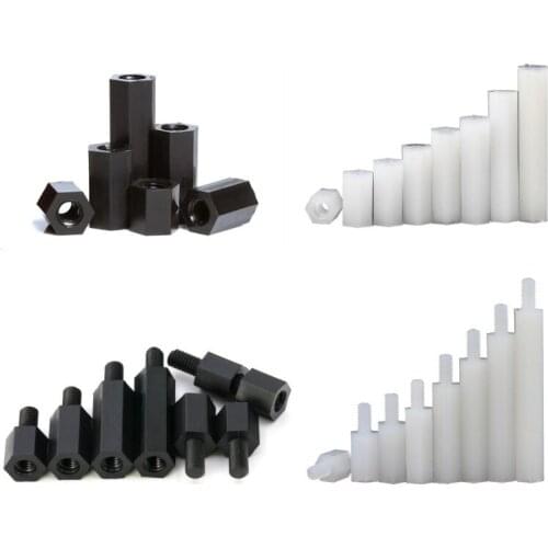 50pcs Nylon Spacing Screw M2/2.5/3/4 M-F Male-Female Female Spacerfor PCB/Computer Motherboard Hexagonal Nylon Standoff Spacers