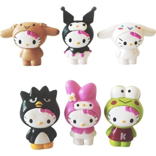 6Pcs/Set My Melody Hello Kittys Kuromi Sanrio Figure kawaii Anime Cartoon Cute Doll Model Toys For Girls Kids Toys Gift