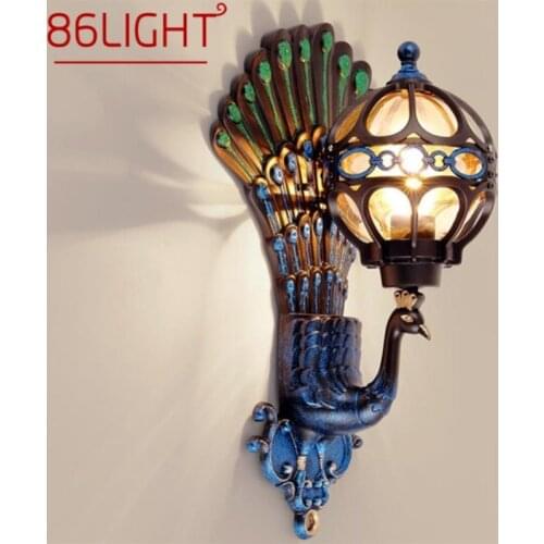 86LIGHT Outdoor Wall Sconces Lamp Classical LED Peacock Light Waterproof Home Decorative For Porch