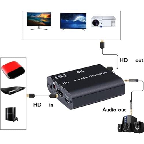 Audio Extractor 5.1ch With ARC EDID HDMI-compatible 1.4 4K 30Hz Splitter to R/L Optical Coaxial for HDTV Monitor
