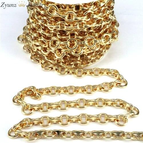 3 Meters, Gold Color Round Cable Chain Bulk Heavy Circle Chunky Chains for DIY Jewelry Making Supplies Wholesale Lots Bulk