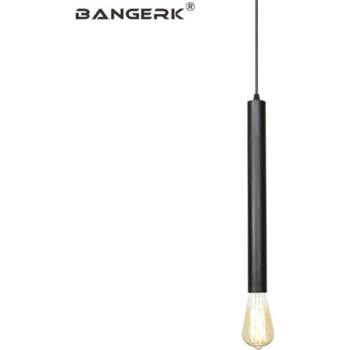 Black Iron Straight Pendant Light Edison Loft Decor Simple Modern LED Hanging Lamp Fixtures Home Pendant Lighting Luminaire