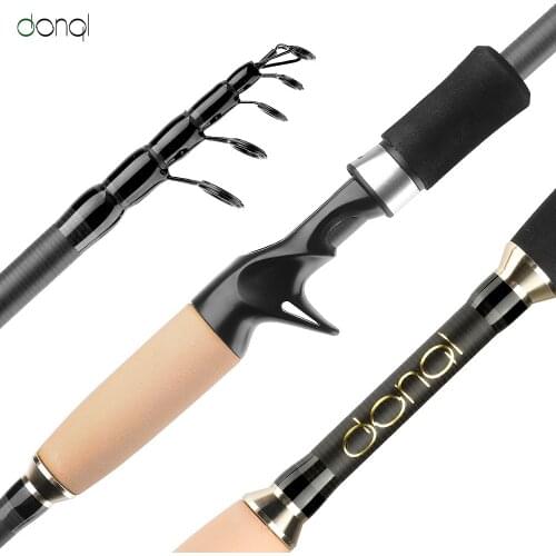 DONQL 1Pcs Telescopic Fishing Rod Spinning Casting lure weight Ultralight Carbon Fibe Rod Power Hand Fishing Tackle Fish Pole
