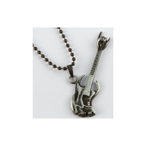 Guitar With Metal Men 'S Necklace