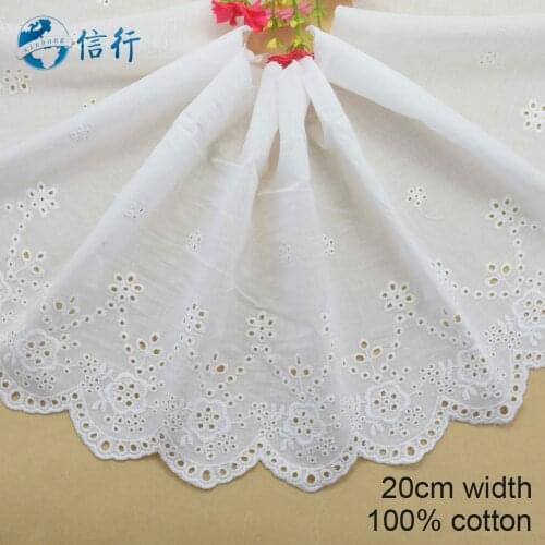 20cm width Cotton embroid lace sewing ribbon guipure trims or fabric warp knitting DIY Garment Accessories free shipping#3617