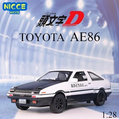 Nicce Initial D AE86 Alloy Metal Diecast Cars Model Inital Toy Car Vehicles RX7 Pull Back 1:32 Light For Children Boy Toys