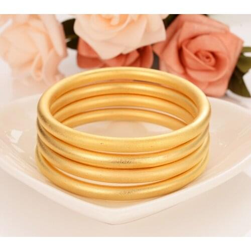 Fine Gold G/F Dubai Bracelet Africa Arab Items 4 Pieces Assemble Wholesale Fashion Dubai Abrasive blasting Bangle Jewelry