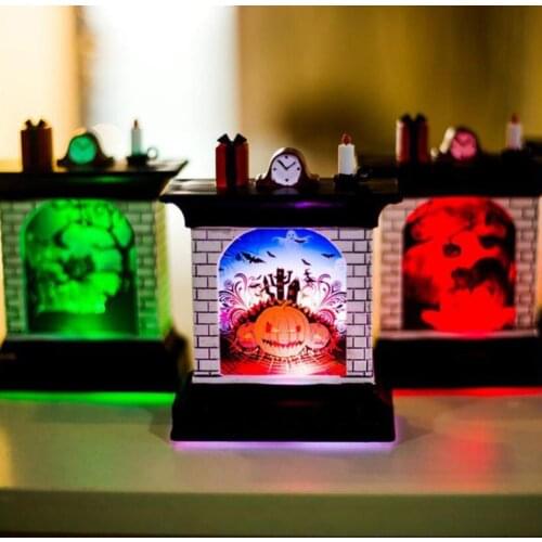 Fireplace Design Halloween Cat Witch Pumpkin LED Light Ornament Window Decor Lamp Halloween Light Halloween Lamp lantern Decor