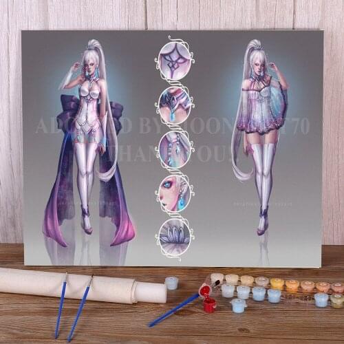 Cartoon Girl Woman Paint By Numbers Package Oil Paints 40*50 Oil Painting Decorative Paintings For Adults Handiwork