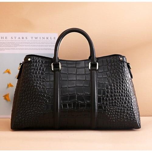 Classic alligator print business bag lady leather large capacity one-shoulder commuter portable versatile temperament woman bag