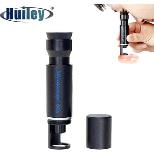 50x Full Metal Portable Pocket Magnifier Compact Blue Coated Film Handheld Microscope Magnifier for Jewelry Identification