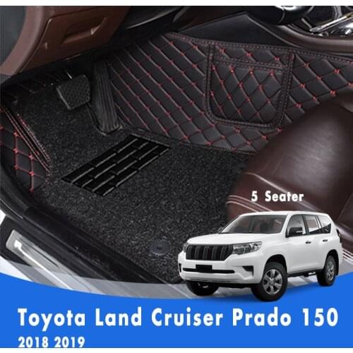 For Toyota Land Cruiser Prado 150 2018 2019 5 Seats Luxury Double Layer Wire Loop Car Floor Mats 3D Carpets Auto Accessories