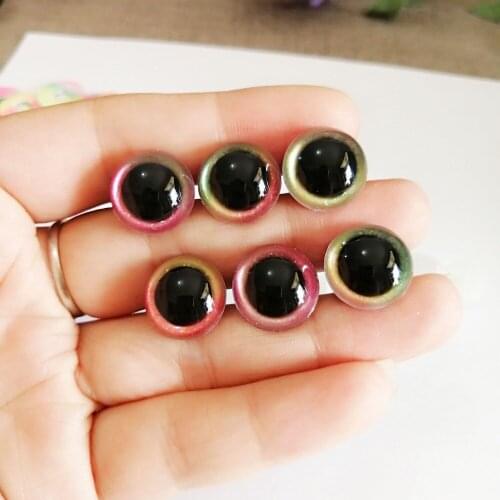 20pcs/lot 14--40mm round clear safety toy eyes +glitter rainbow fabric+hard washer for diy doll findings--mixed color