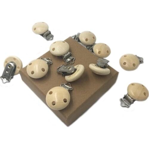 Round Shaped Pacifier Clip Silicone Bead Baby Teether & wooden teething Accessories Clip Nipple Clasps Toy DIY Bead Tool