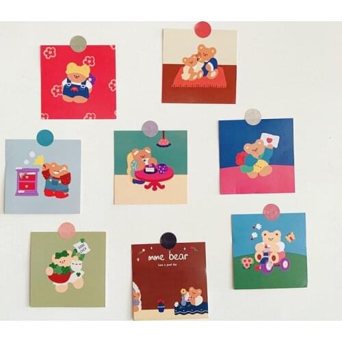Cute bear illustration card room dormitory wall decoration sticker sticker material oil painting card