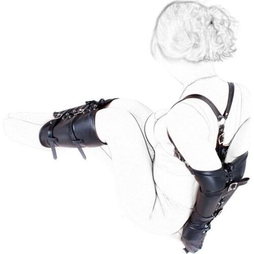 Fetish Bondage Restraint Kits Arm Cuff & Leg Binder Hand Wrist Ankle Bound Slave Restraint Set PU Leather Role Play Sex Products