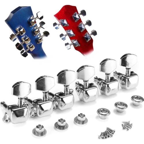 3L 3R Guitar String Tuning Pegs Metal Semi-Closed Guitar String Button Tuner Machine Heads for Acoustic Electric Guitars